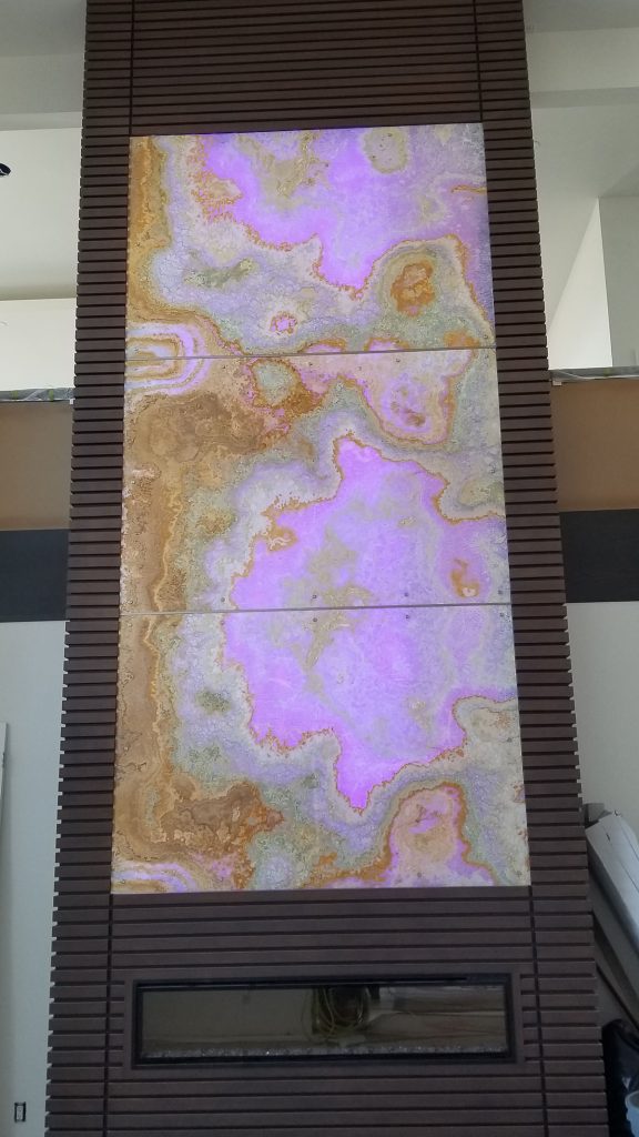 3 Panel LED backlit Onyx feature wall